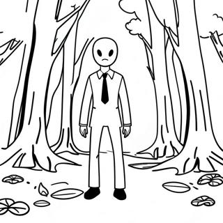 Skrammande Slenderman I Skogen Farglaggningssida 20423-16145