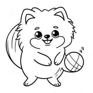 Fluffig Pomeranian Som Leker Med Boll Farglaggningssida 21543-17028