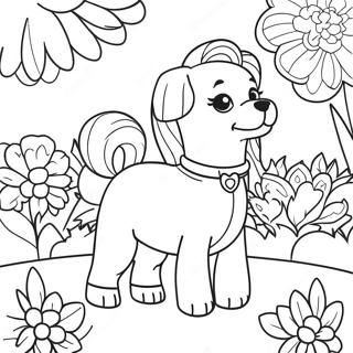 Barbie Hund I En Blomstertradgard Malarbild 31544-24940