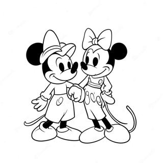 Mickey Och Minnie Har Kul Tillsammans Farglaggningssida 31983-25291