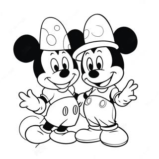 Mickey Och Minnie Har Kul Tillsammans Farglaggningssida 31983-25292