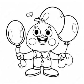 Rolig Maskot Med Ballonger Farglaggningssida 37184-29407