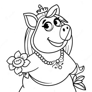 Elegant Miss Piggy Med En Blomma Malarbild 59154-46811