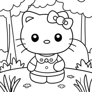 Sot Hello Kitty I En Skog Farglaggningssida 6851-5453