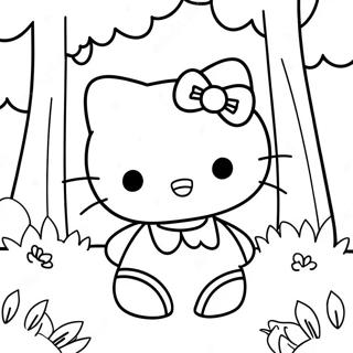 Sot Hello Kitty I En Skog Farglaggningssida 6851-5455