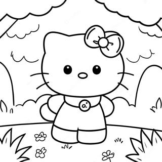 Sot Hello Kitty I En Skog Farglaggningssida 6851-5456