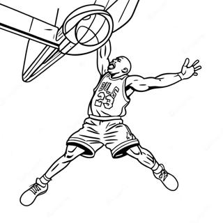 Michael Jordan Hoppar For En Slam Dunk Malarbild 7690-6120