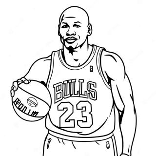 Michael Jordan I En Klassisk Bulls Troja Malarbild 7691-6125